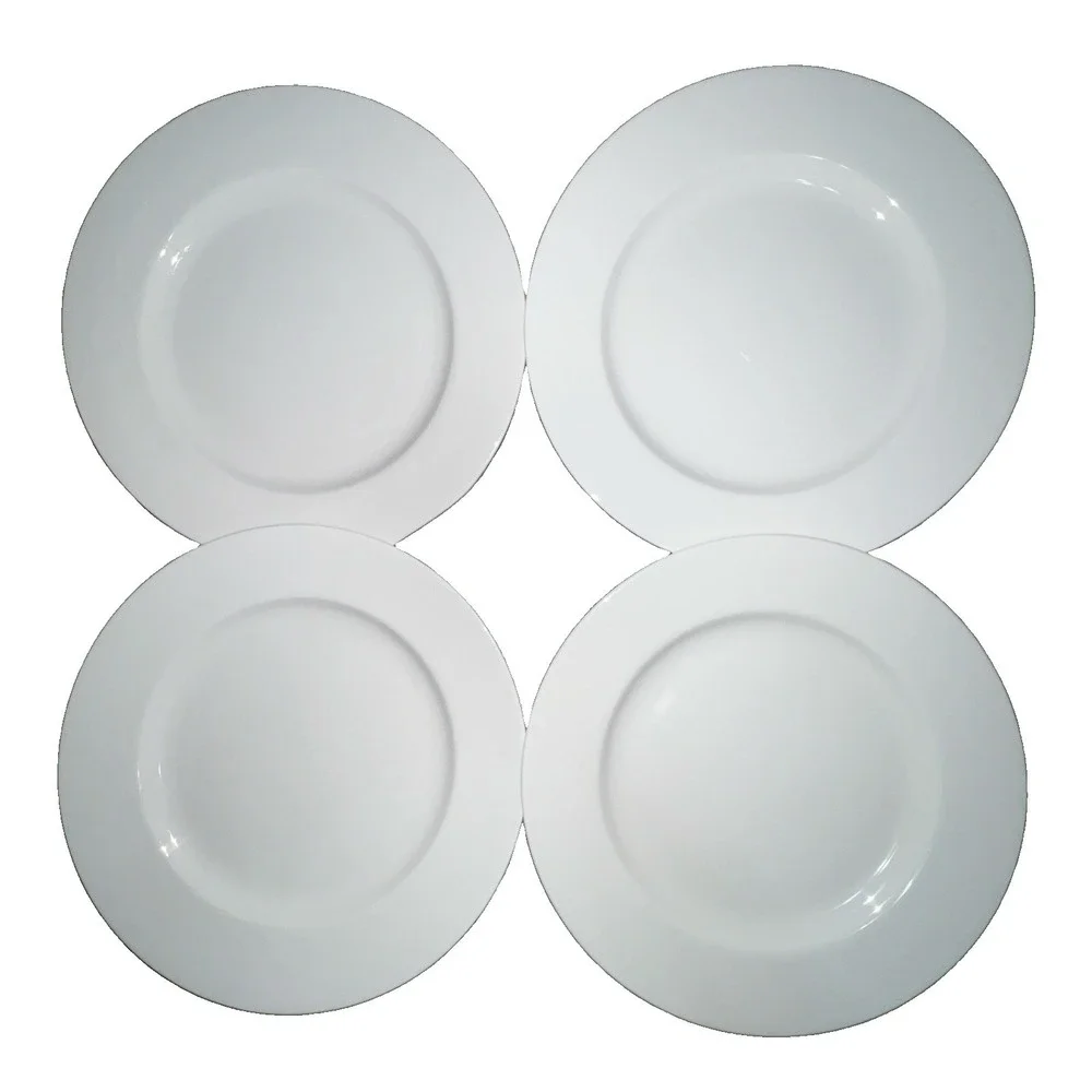 Vtg Set Of 4 Pier 1 New Essentials Classic White Porcelain Dinner Plates  11
